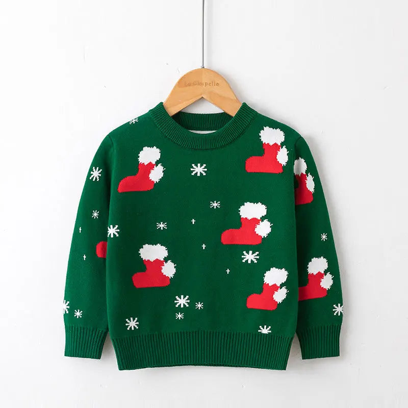 Kids Cartoon Pullover Sweater – Autumn Christmas & New Year Knitted Tops for Boys & Girls