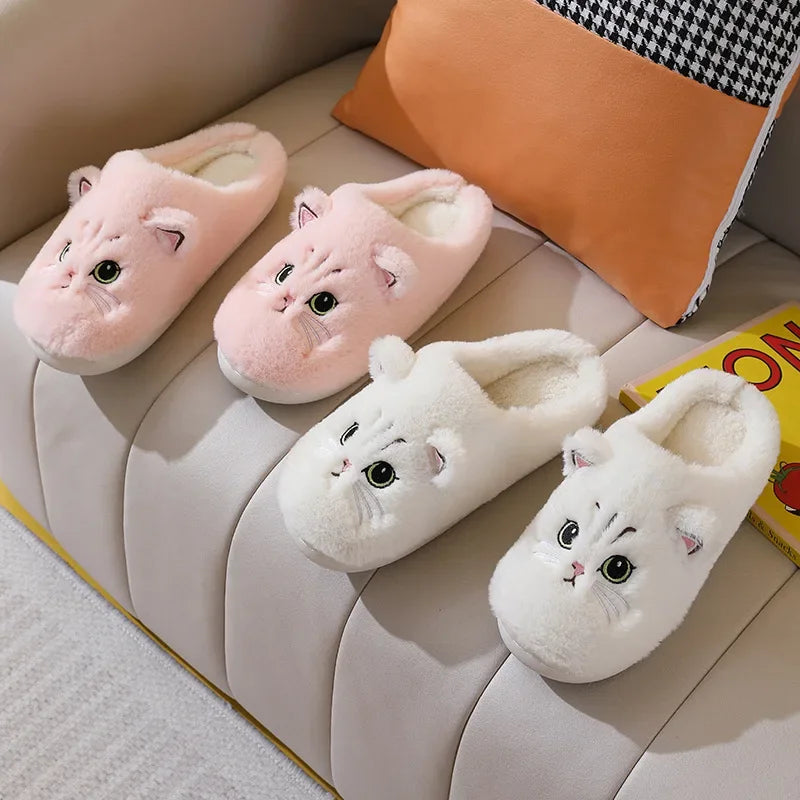 Winter Cat Plush Slippers for Women & Men