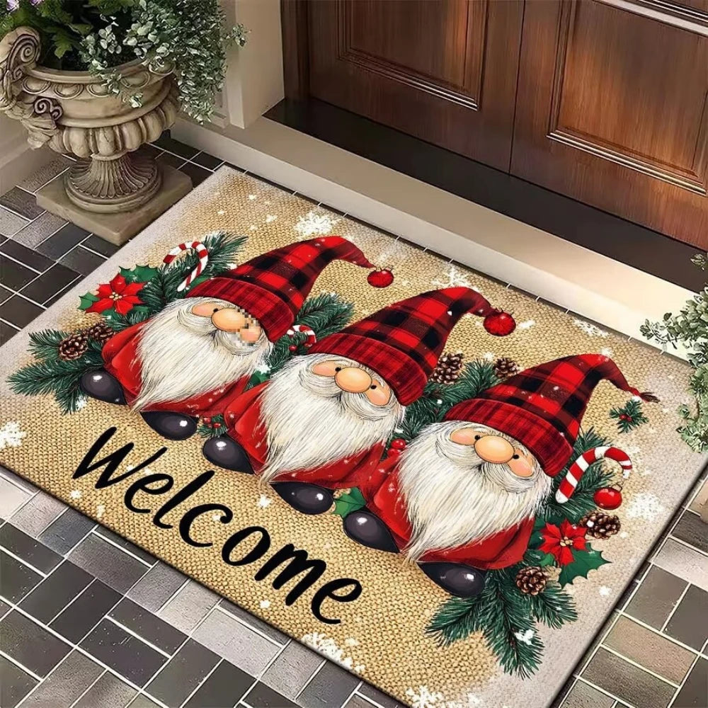 Christmas Doormat – Santa Claus, Snowman, Elf Non-Slip Entrance Rug for Holiday Home Décor