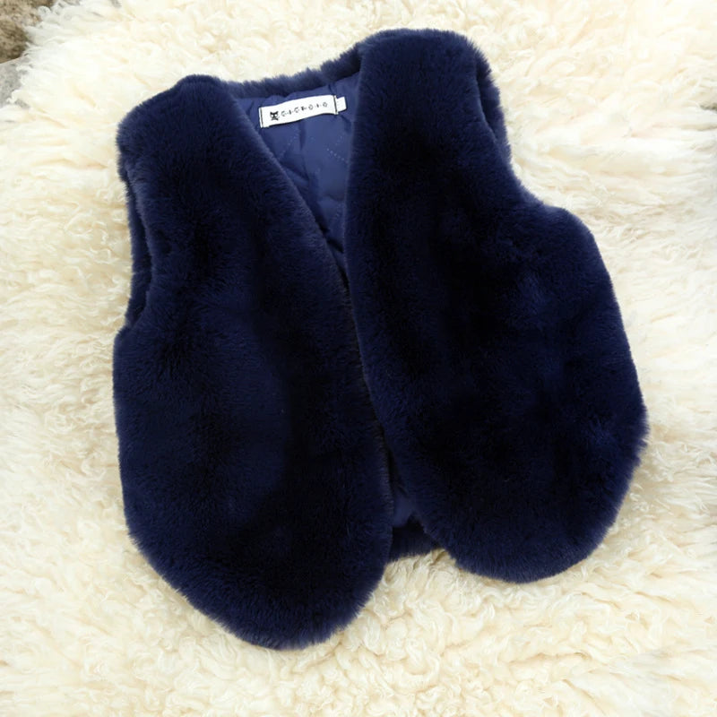 Baby Girls Faux Fur Vest Winter Coat Christmas Kids Warm Sleeveless Outerwear Infant Kids Vest Outfits
