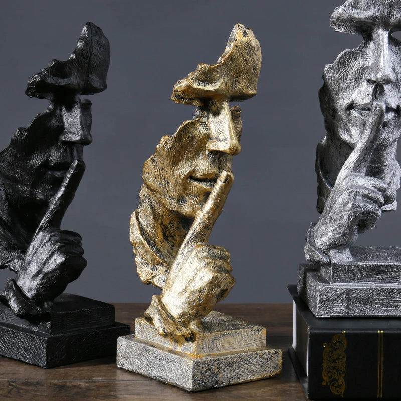 Nordic “Silence Is Golden” Resin Sculpture