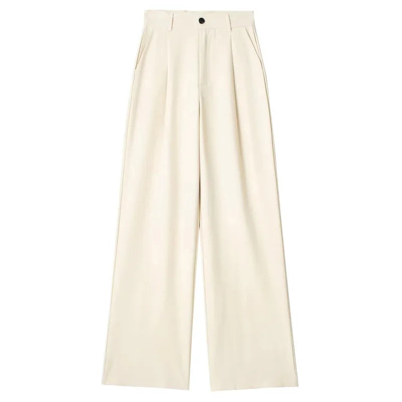 Women’s High-Waist Wide-Leg Suit Pants – Formal Office Wear Striped Trousers