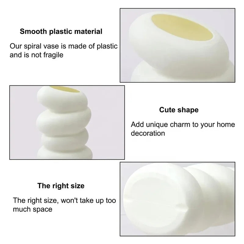 Nordic White Spiral Plastic Vase