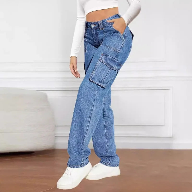 Women’s American Retro High Waist Workwear Jeans
