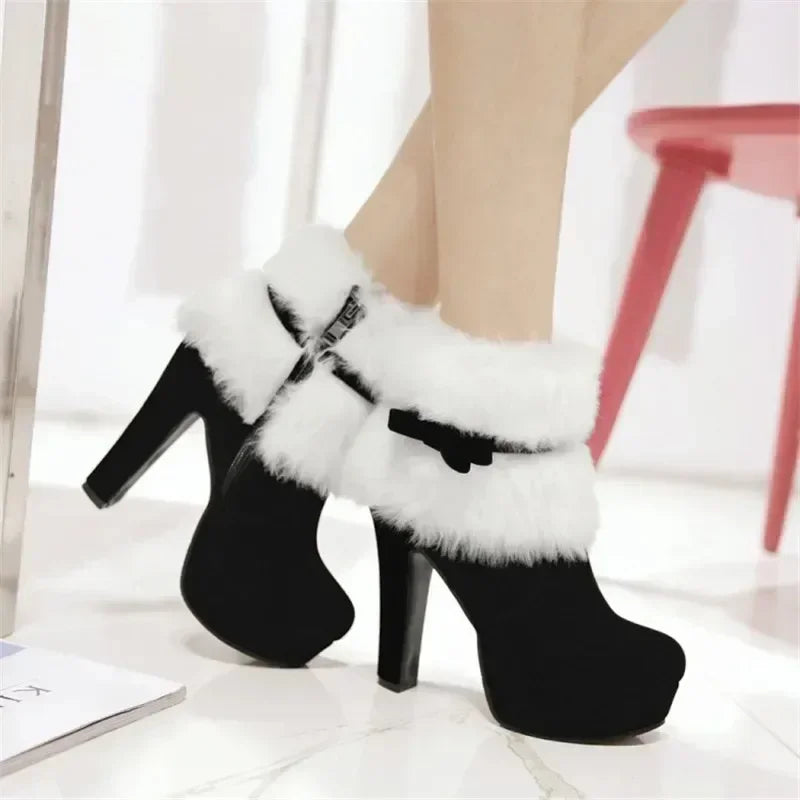 Women’s Christmas Winter Ankle Boots with Faux Fur