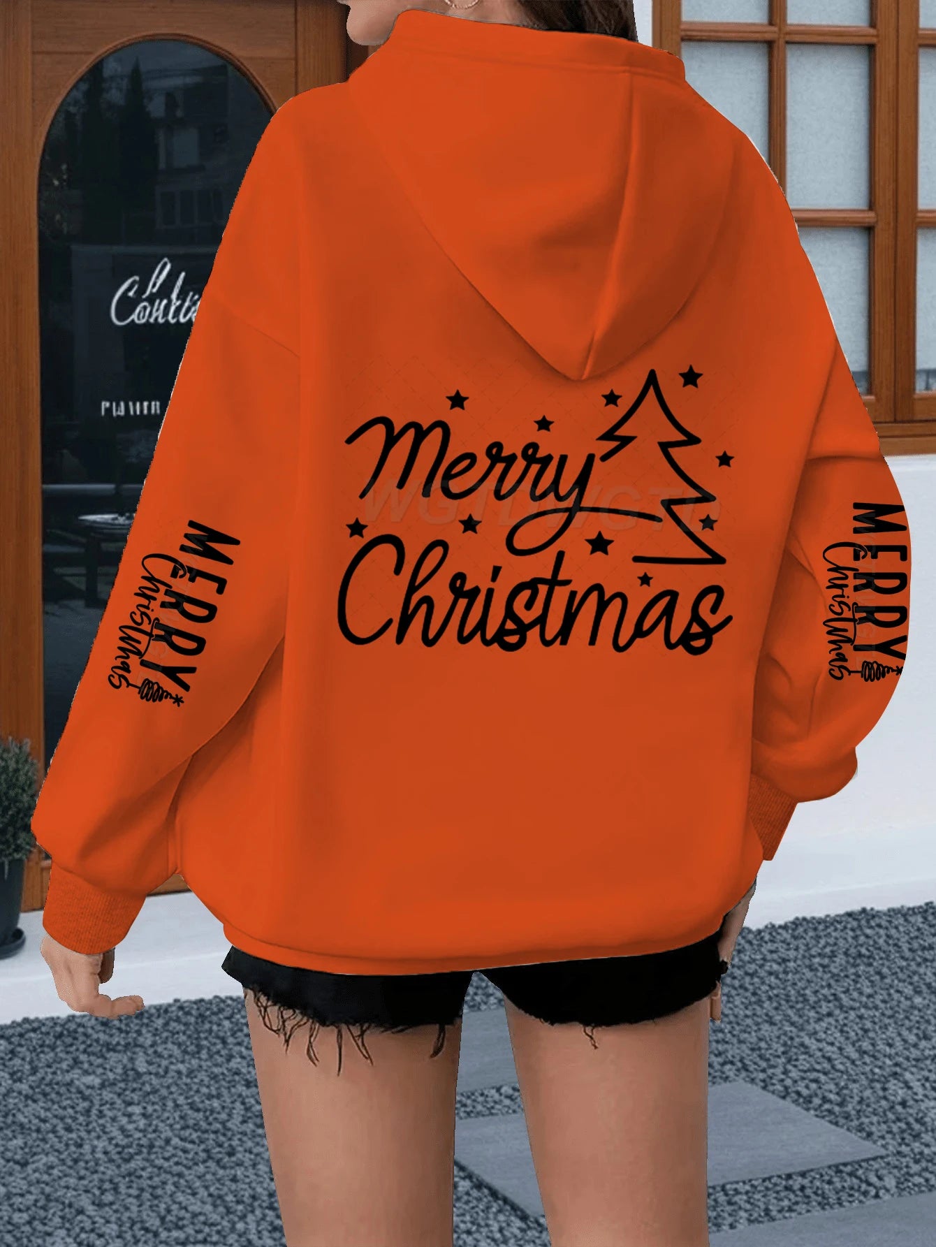 Women’s Merry Christmas Hoodie – Casual Loose Fit Holiday Sweatshirt with Vintage Tree Graphic