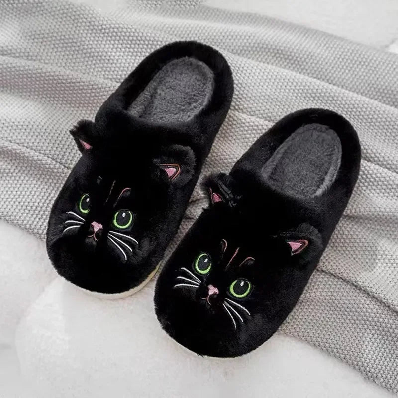 Winter Cat Plush Slippers for Women & Men