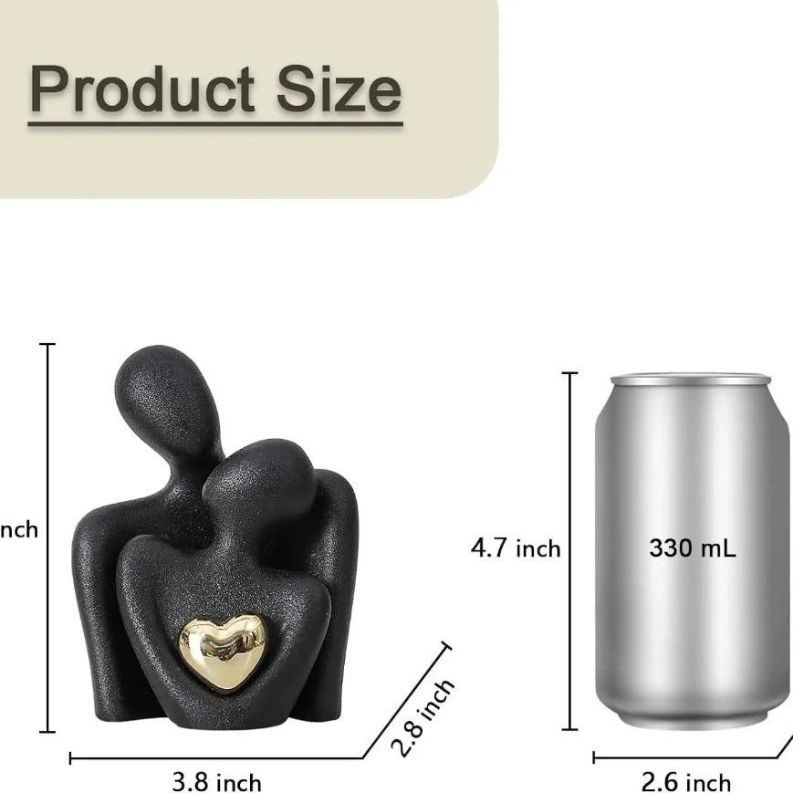 Heart-Shaped Gold-Plated Ceramic Couple Figurine