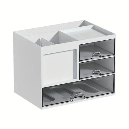 Desktop Drawer Organizer Storage Box with Pen Holder – Multi-Compartment Office Desk Organizer for Stationery, Makeup, School & Home Supplies