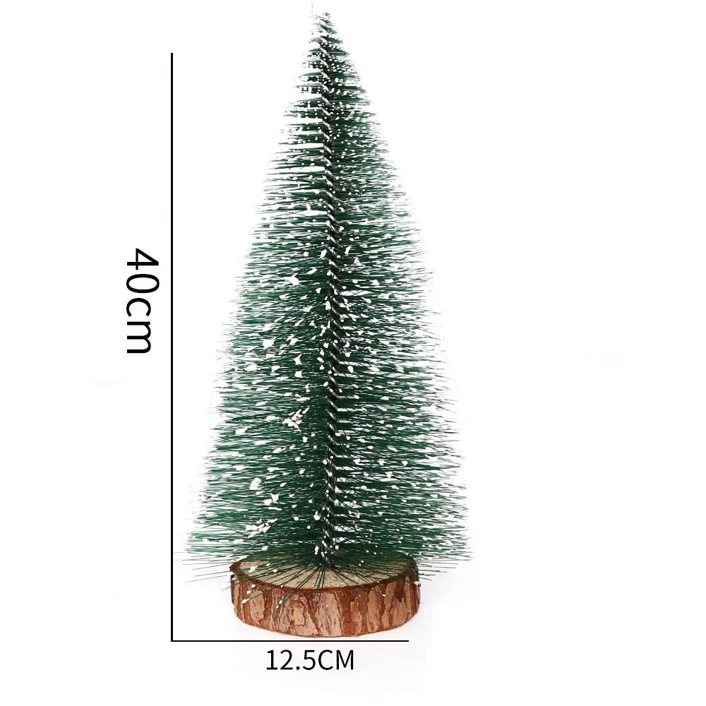 Mini Artificial Christmas Trees with Wooden Base