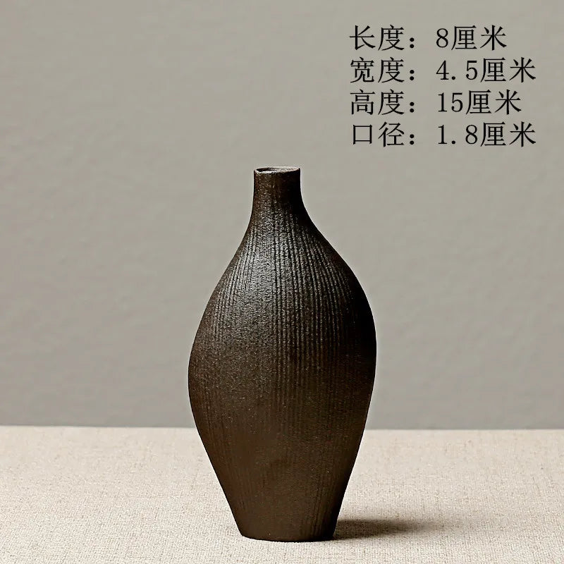 Japanese-Style Terracotta Flower Vase
