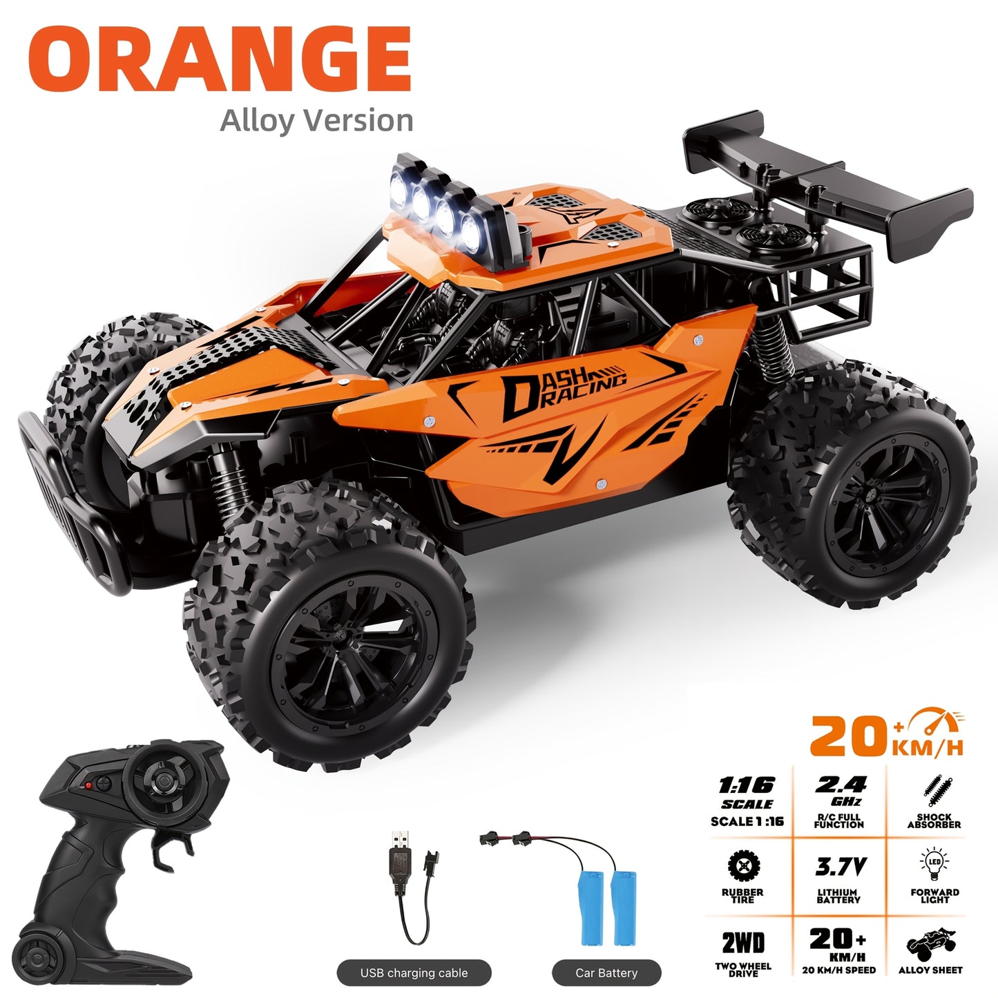 K.K 1:16 RC Car – 2.4G Remote Control, Kids Gift for Christmas & Holidays