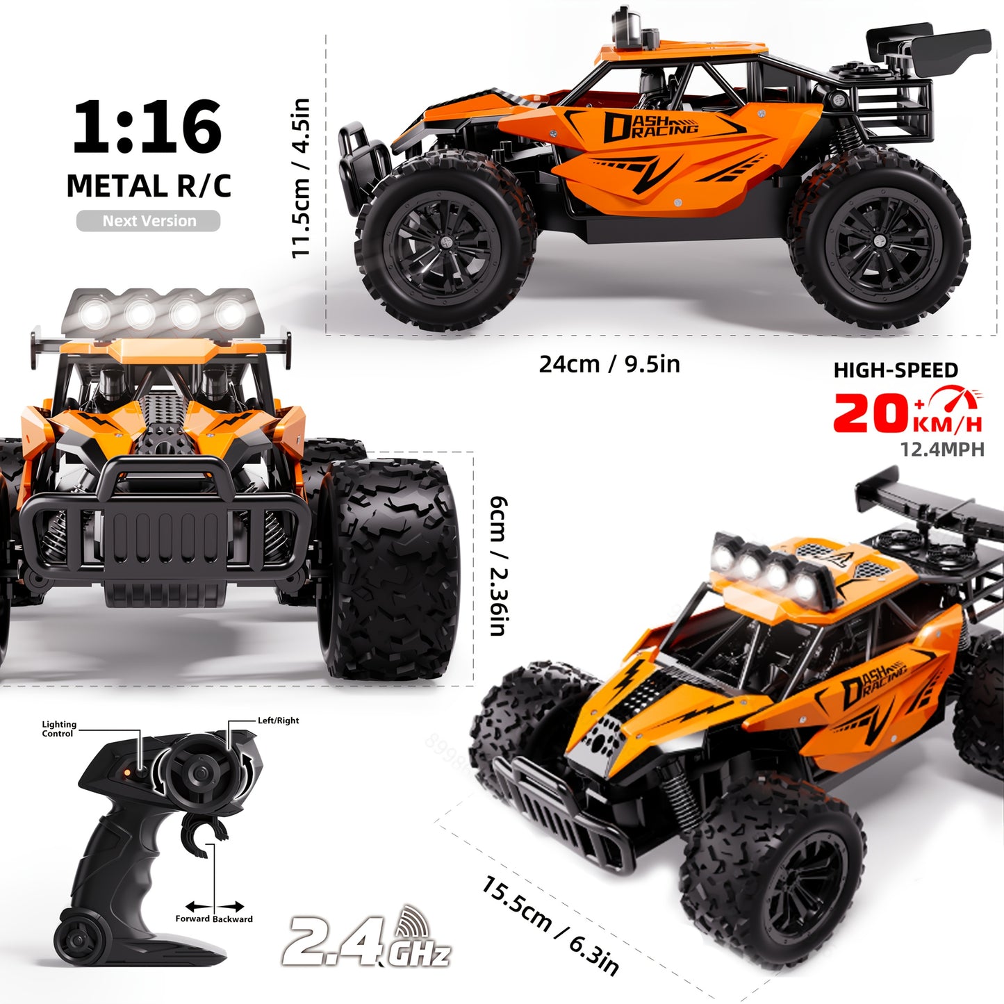 K.K 1:16 RC Car – 2.4G Remote Control, Kids Gift for Christmas & Holidays
